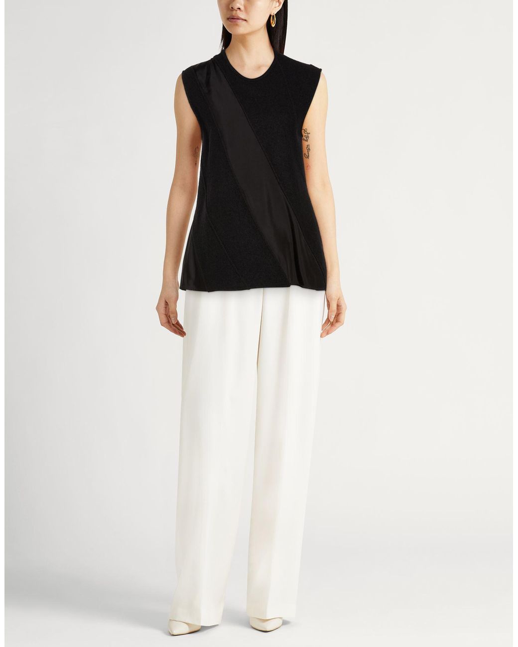 Jil Sander Black Top Cotton, Wool, Viscose