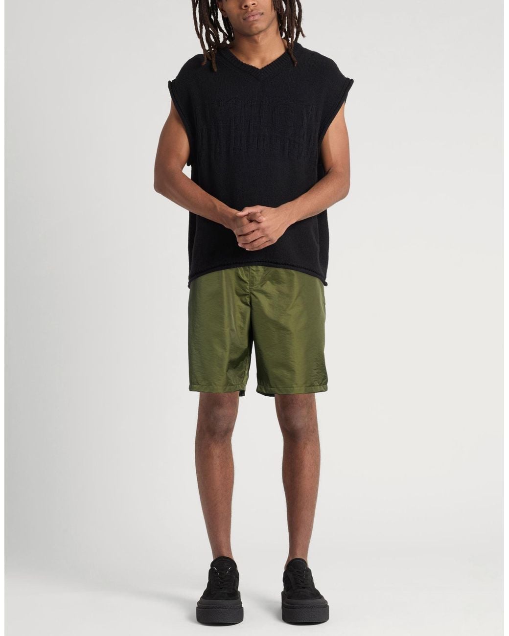 KENZO Green Military Shorts & Bermuda Shorts Polyamide, Polyester for men