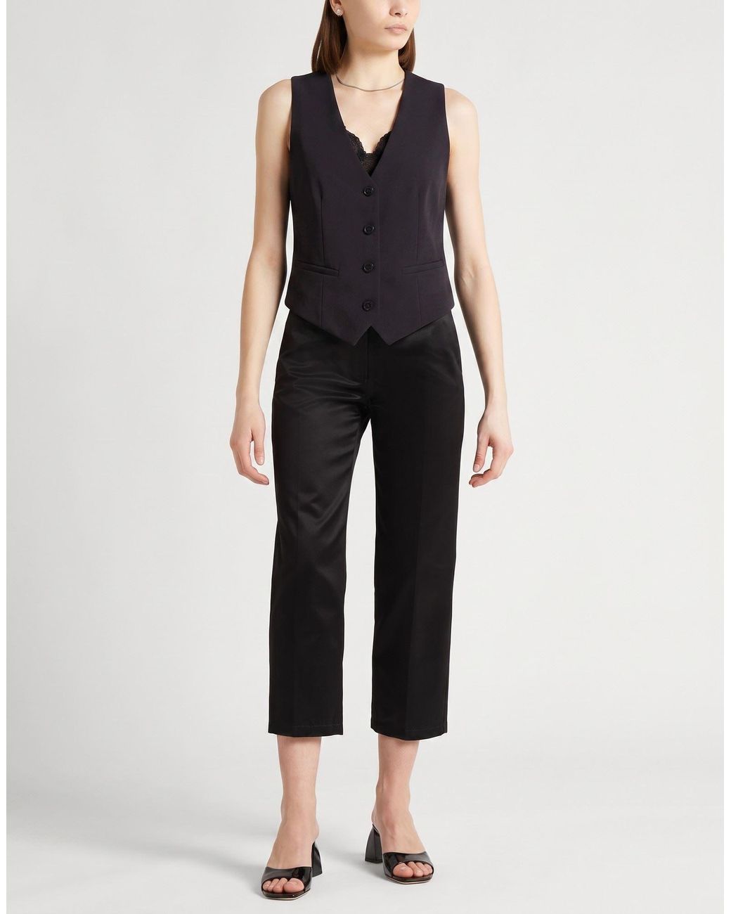 Liu Jo Blue Midnight Tailored Vest Polyester, Viscose, Elastane