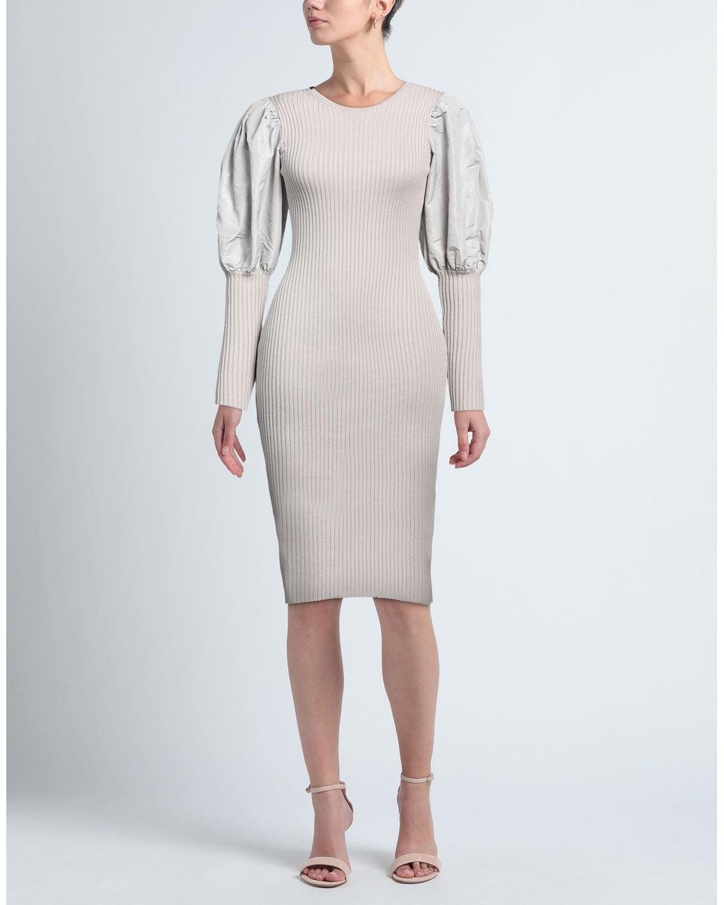 Elisabetta Franchi Gray Midi Dress Viscose, Polyester