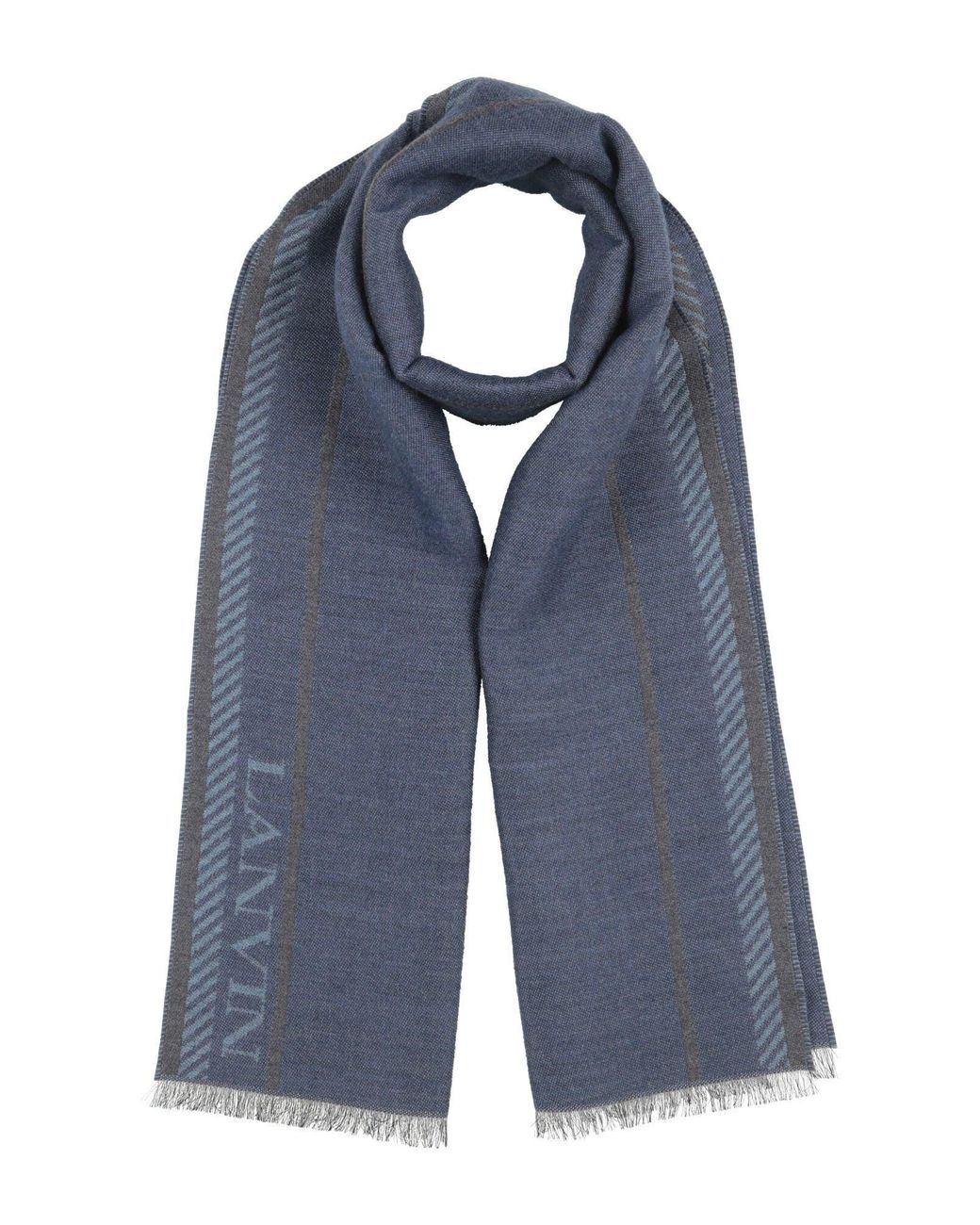 Lanvin Blue Scarf Virgin Wool, Silk