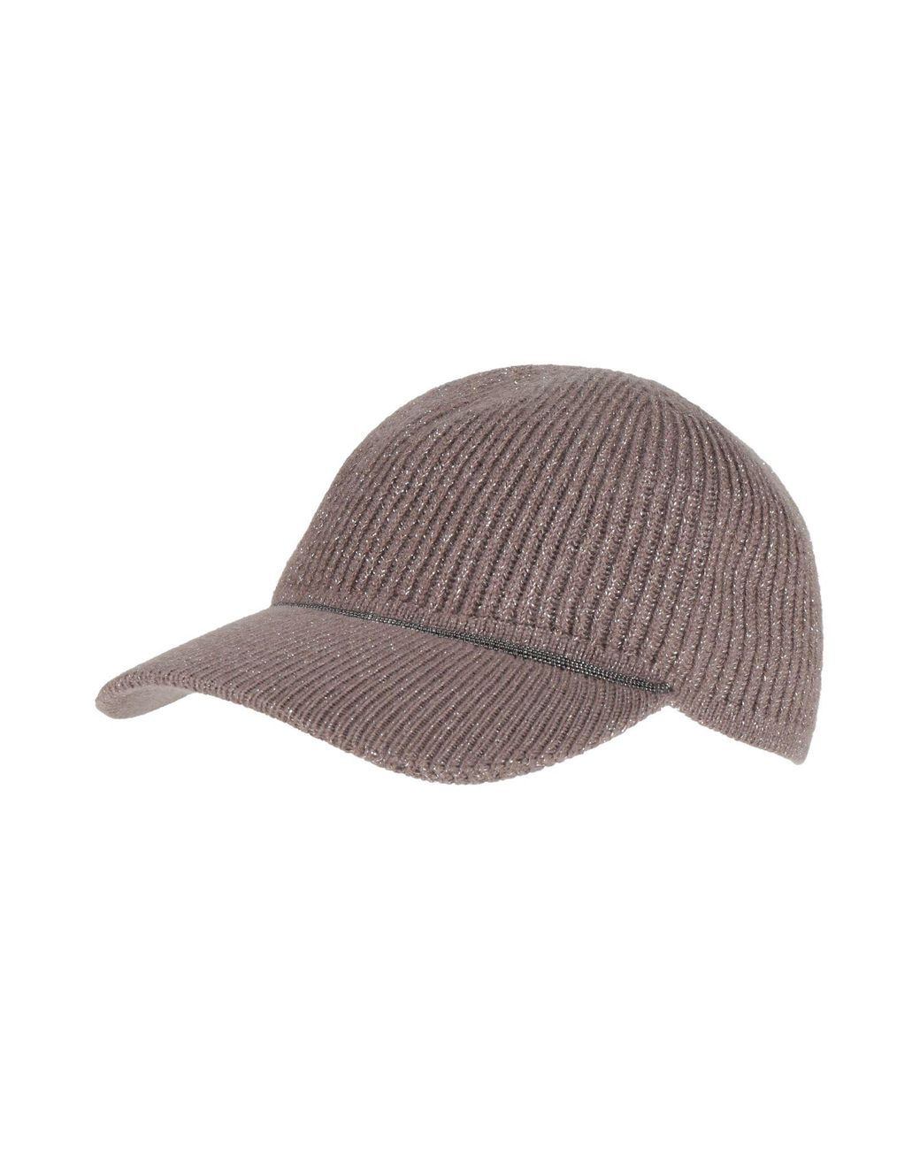 Brunello Cucinelli Brown Taupe Hat Cashmere, Polyamide, Viscose, Metallic Polyester