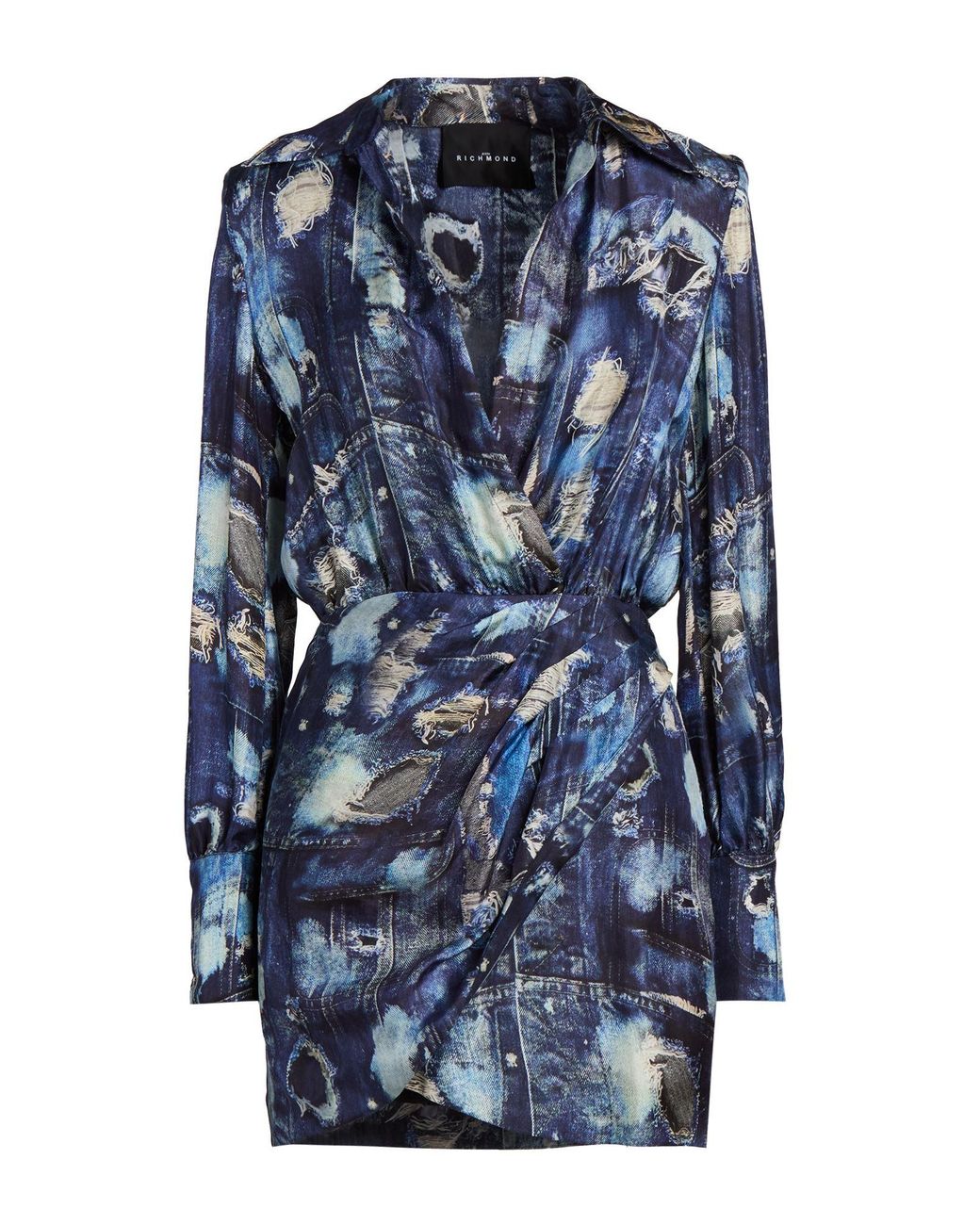 John Richmond Blue Mini Dress Viscose, Silk