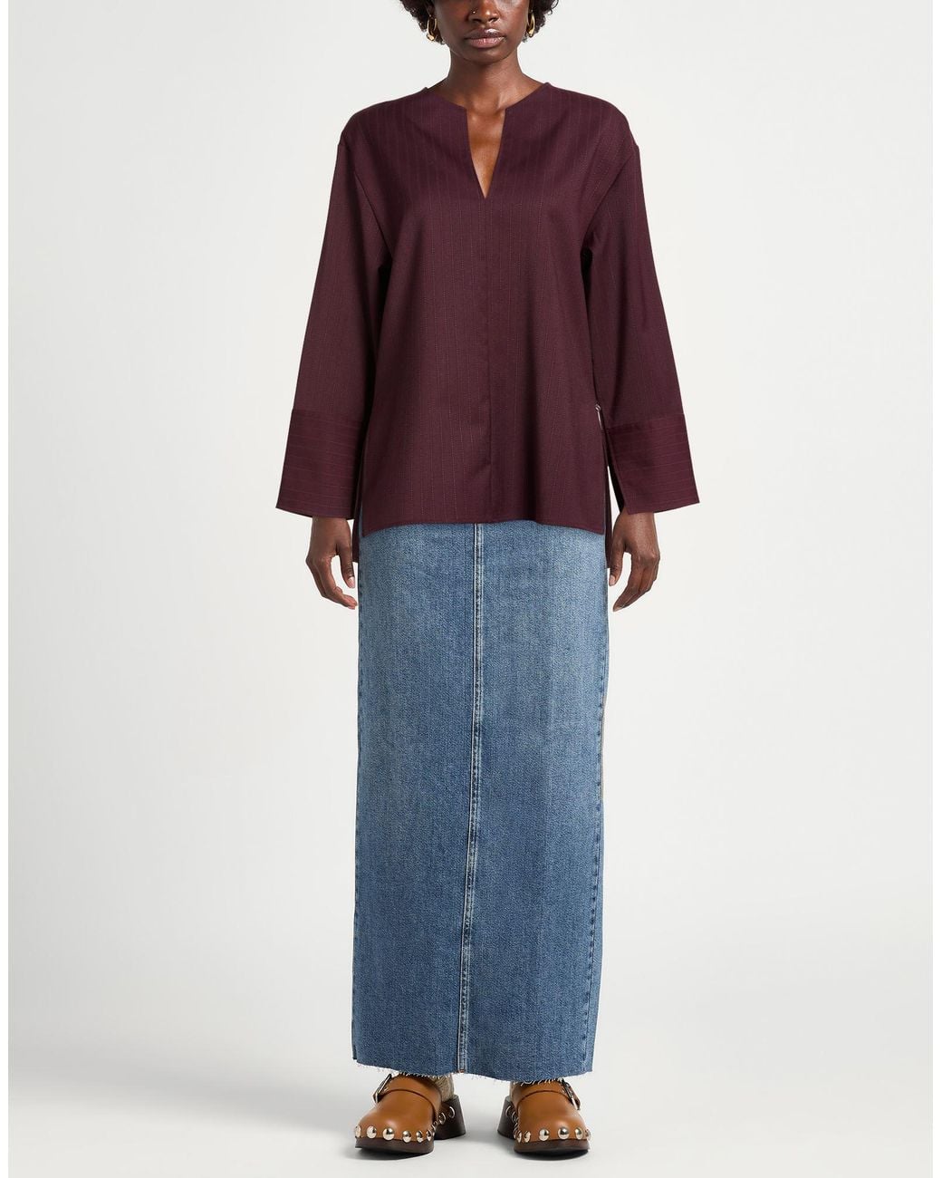 Ottod'Ame Purple Plum Top Polyester, Virgin Wool, Elastane