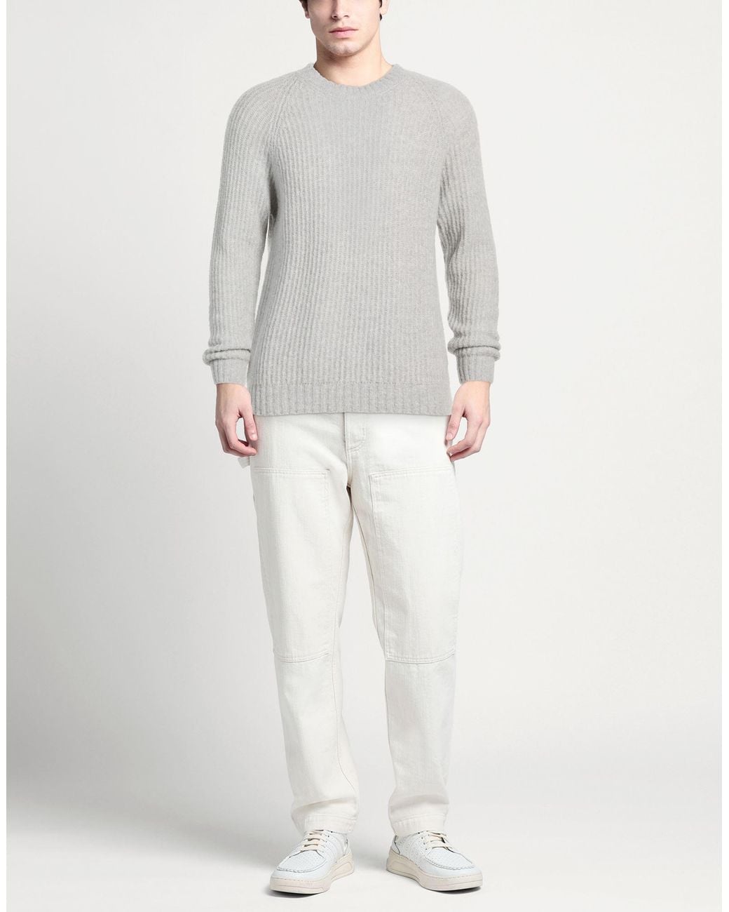 Irish Crone Gray Sweater Virgin Wool, Cotton, Polyamide for men