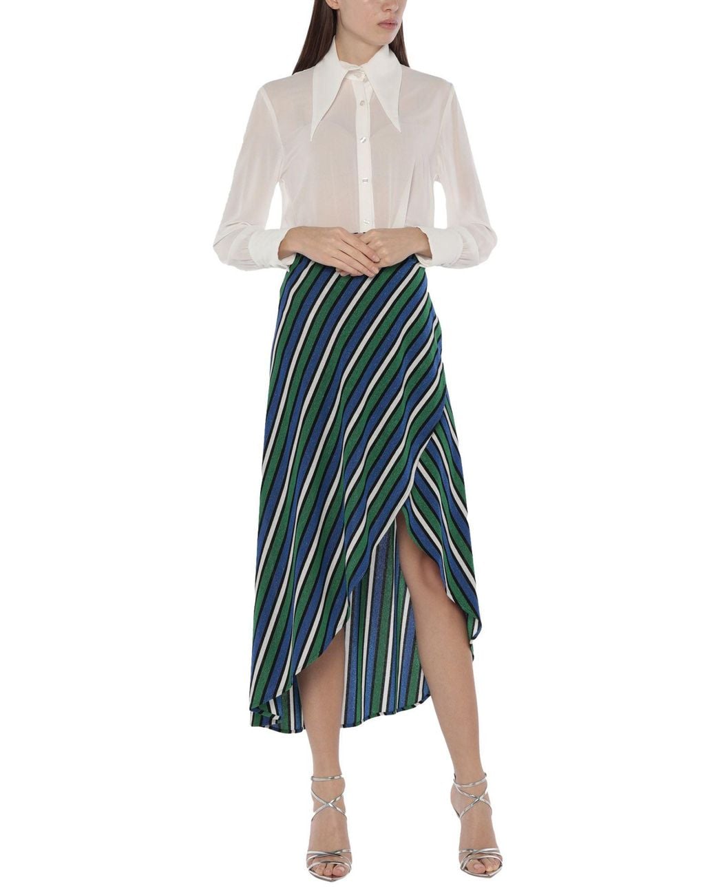 Mc2 Saint Barth Green Midi Skirt Viscose, Polyester, Polyamide, Elastane