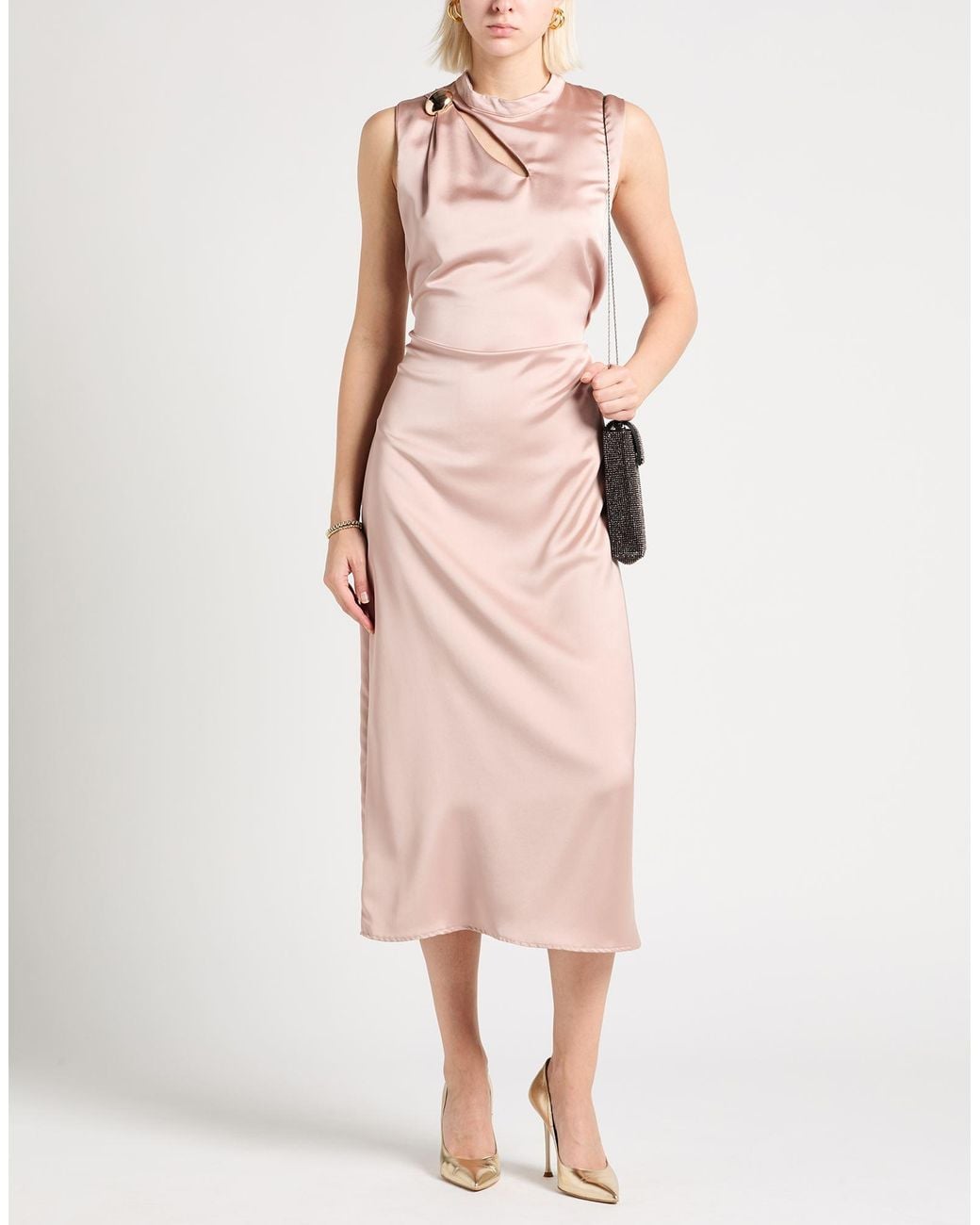 ViCOLO Pink Blush Midi Dress Polyester