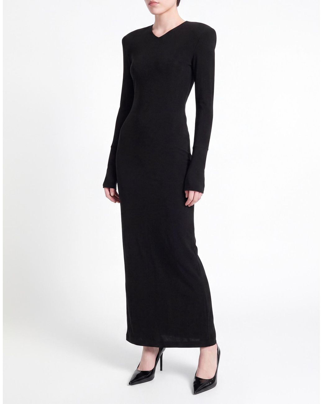 Norma Kamali Black Maxi Dress Polyester, Elastane