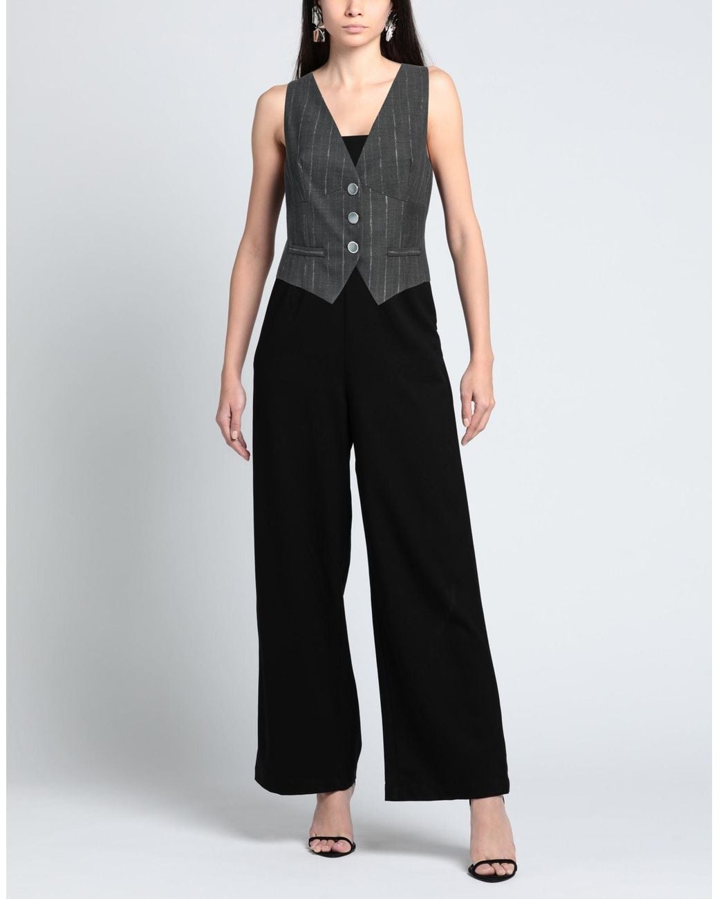 SIMONA CORSELLINI Gray Tailored Vest Polyester, Viscose, Wool, Elastane