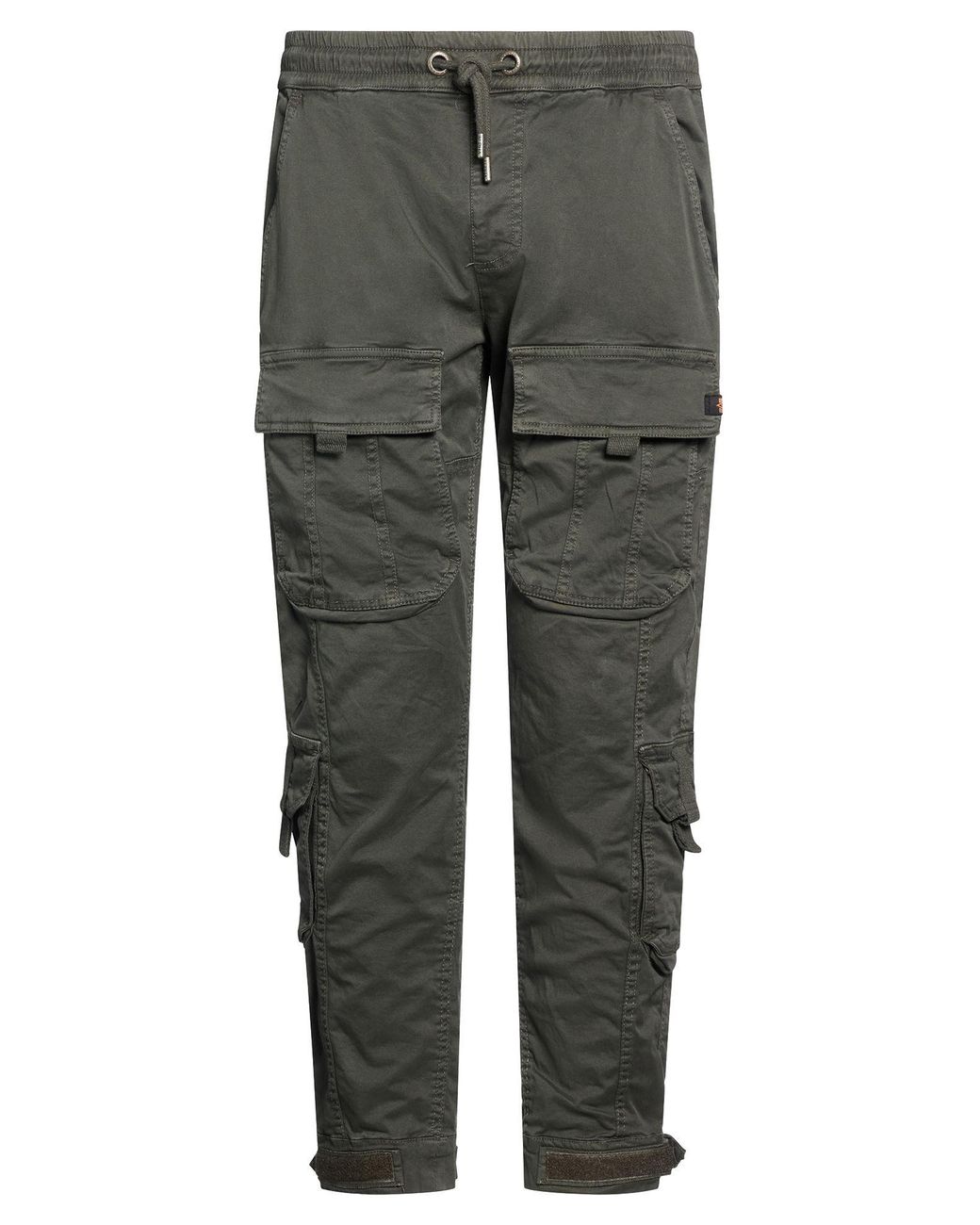 Alpha Industries Gray Pants Cotton, Elastane for men