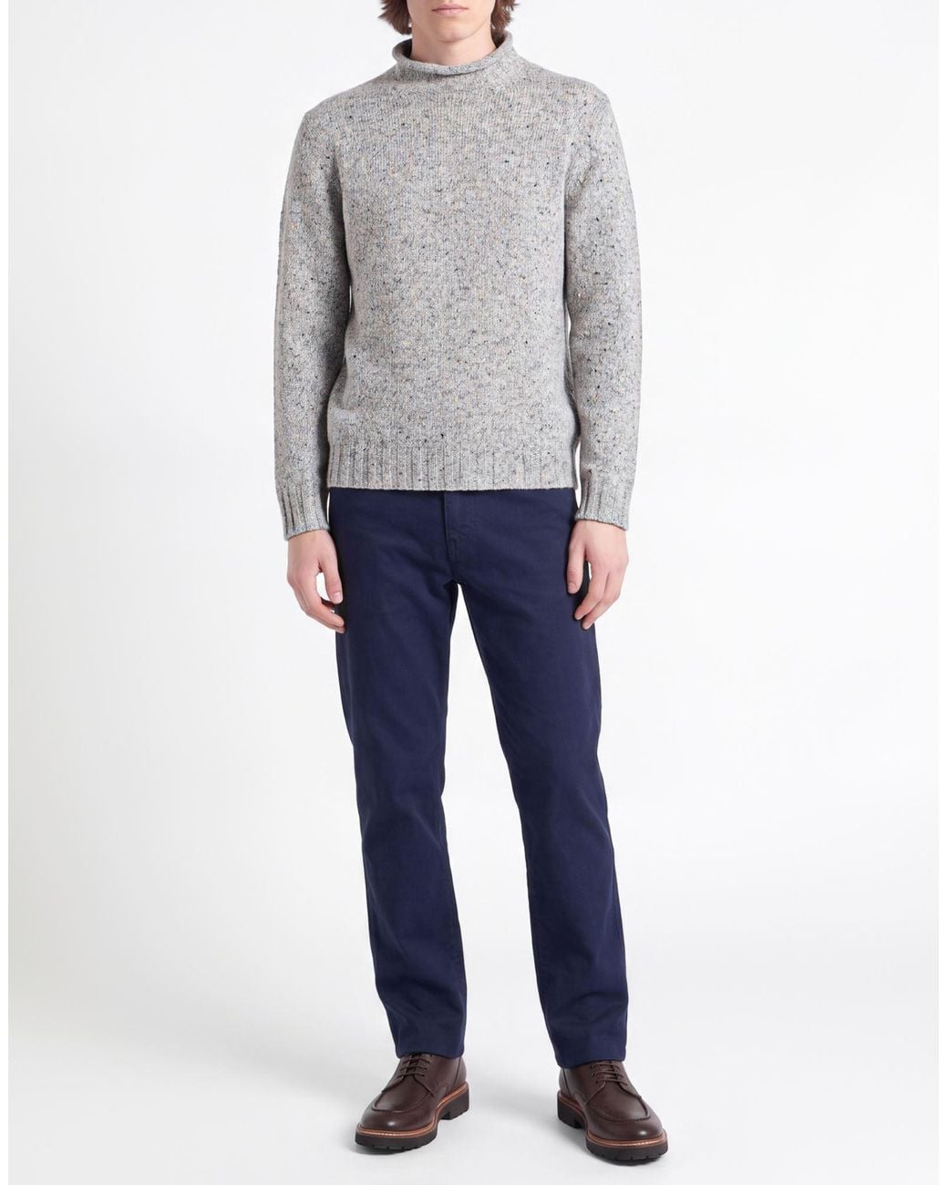 Eleventy Gray Turtleneck Wool, Cashmere, Elastane for men