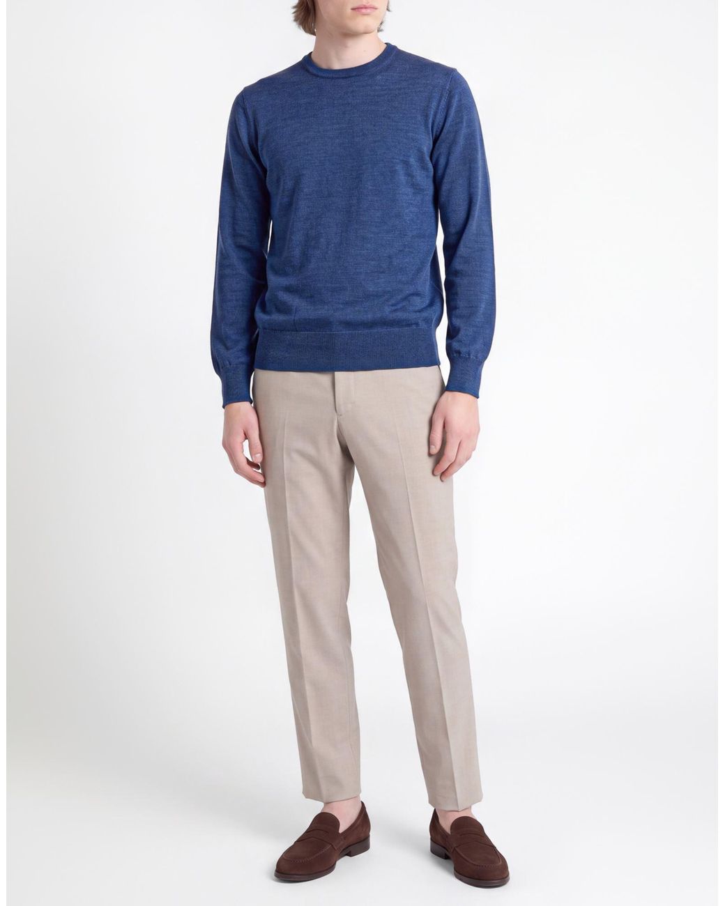 Andrea Fenzi Blue Sweater Merino Wool for men
