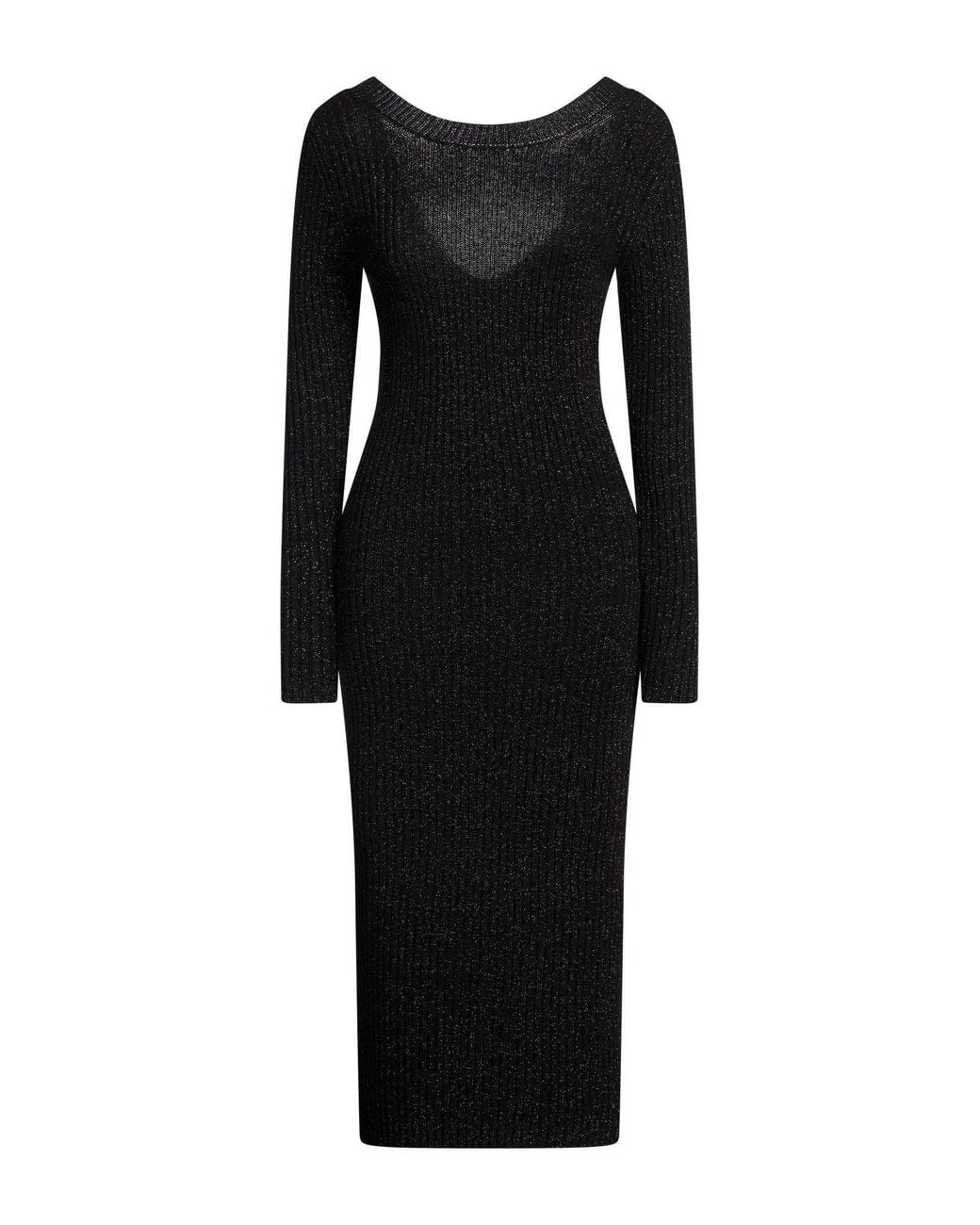 Jucca Black Midi Dress Wool, Viscose, Polyamide, Metallic Fiber, Cashmere