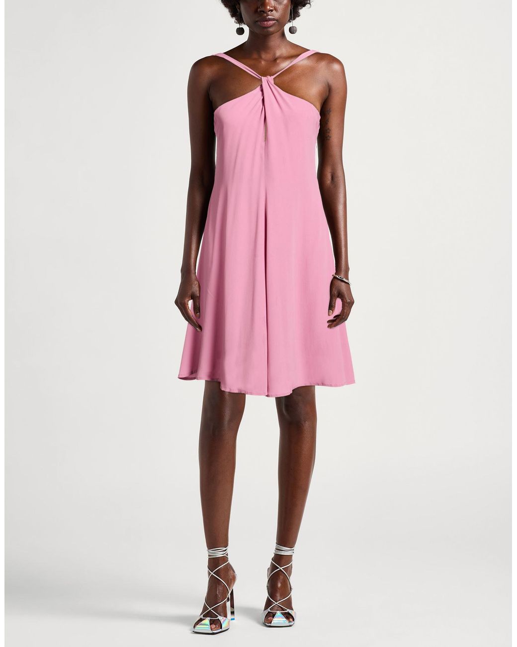 Grifoni Pink Mini Dress Acetate, Silk