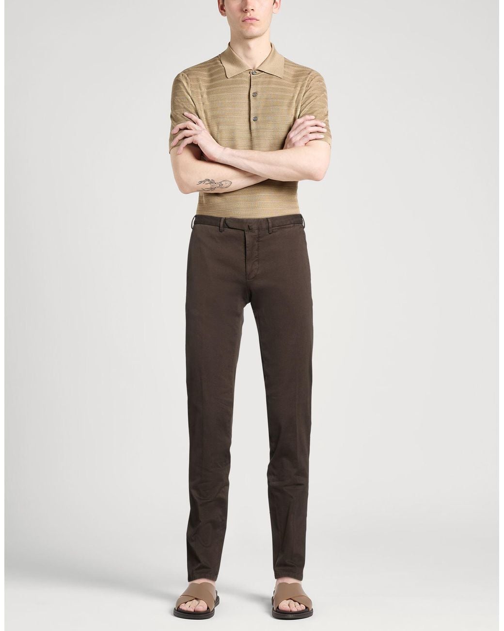 Santaniello Gray Dark Pants Cotton, Elastane for men
