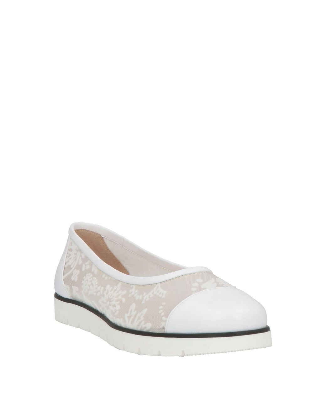 Baldinini White Ballet Flats Textile Fibers, Leather