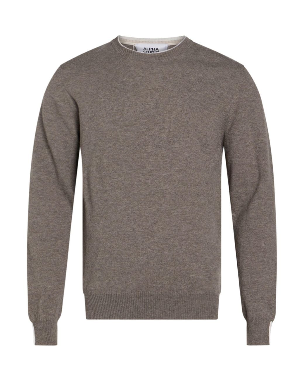 Alpha Studio Gray Taupe Sweater Geelong Wool for men