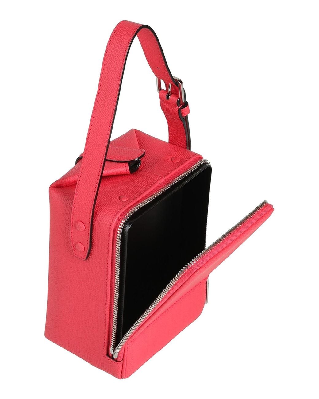 Valextra Red Tric Trac -- Handbag Calfskin