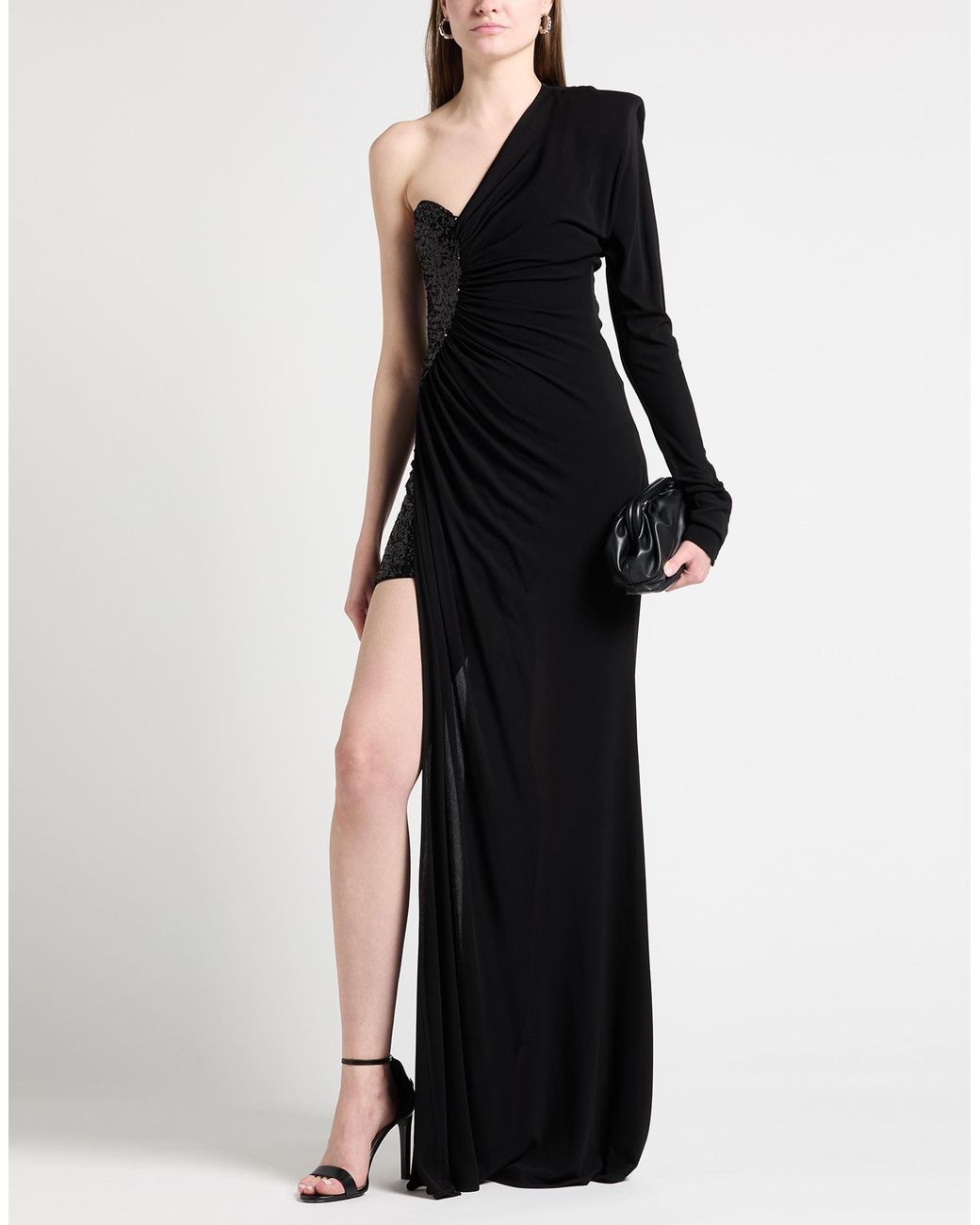 Pinko Black Maxi Dress Viscose, Nylon, Elastane
