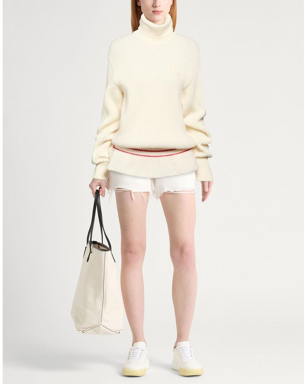 Chloé White Ivory Turtleneck Wool, Mohair Wool