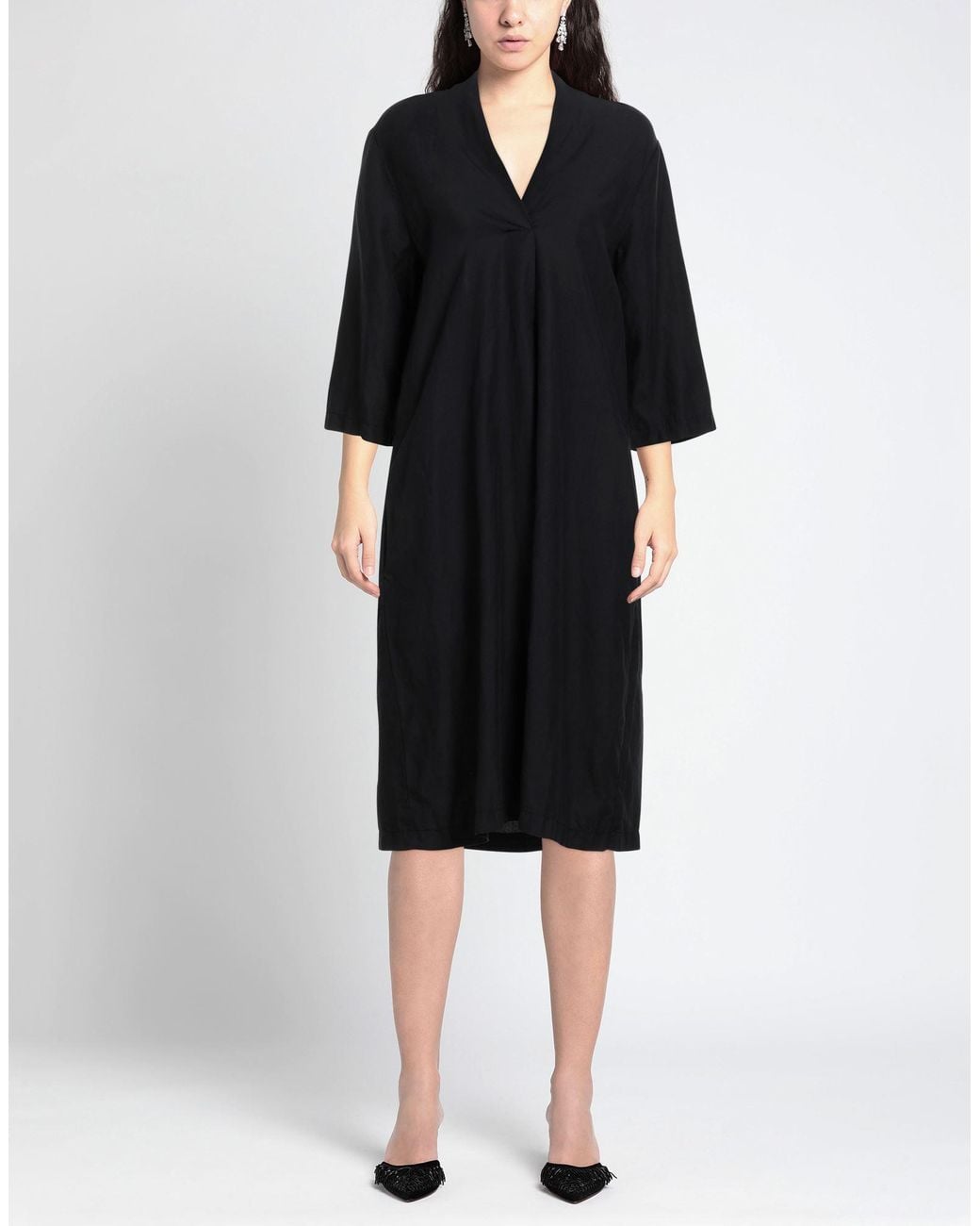 European Culture Black Midi Dress