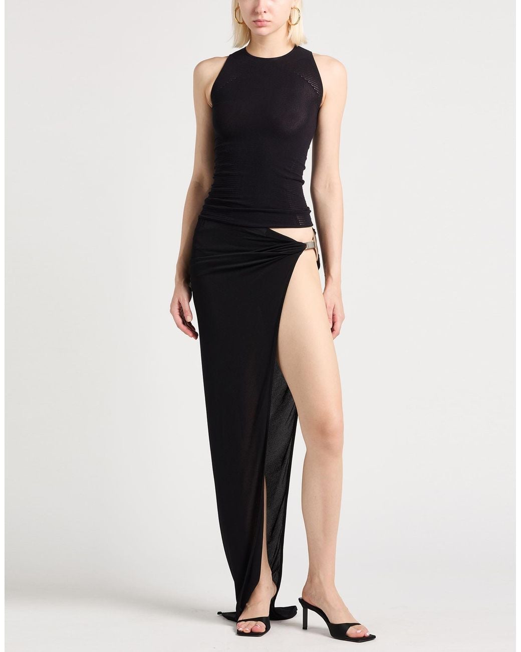 Rick Owens Blue Maxi Skirt Viscose, Polyamide, Elastane