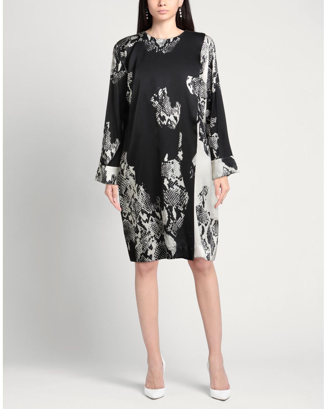 Clips Black Midi Dress Silk, Elastane