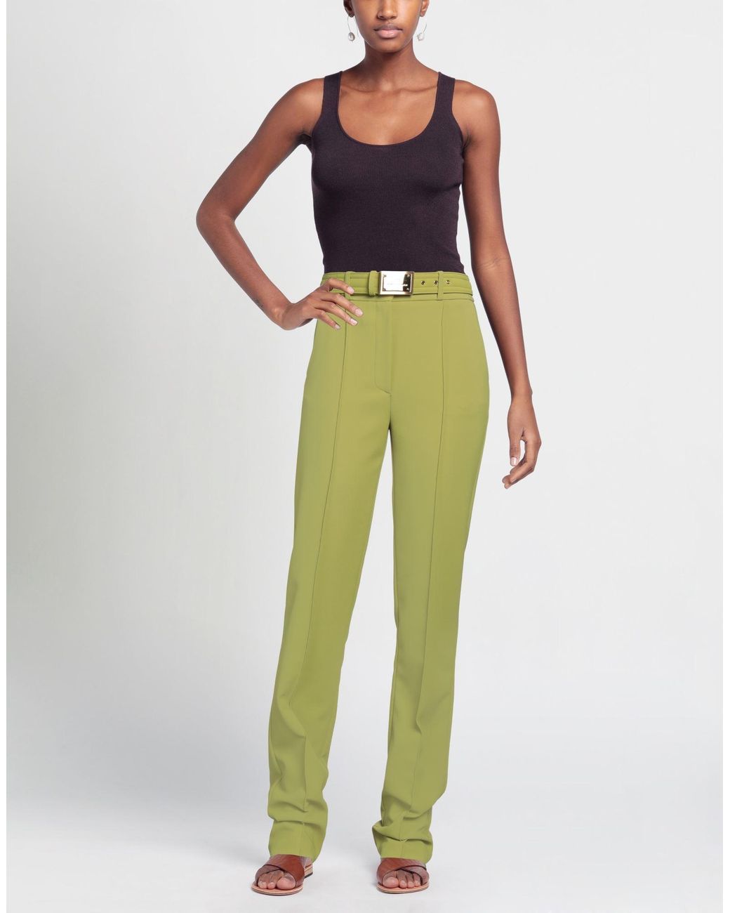 Elisabetta Franchi Green Pants Polyester, Elastane
