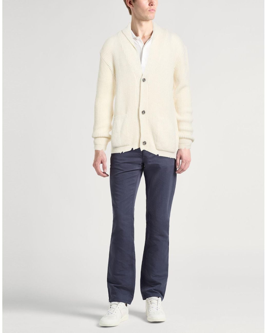 Daniele Alessandrini Natural Cardigan Wool, Acrylic for men