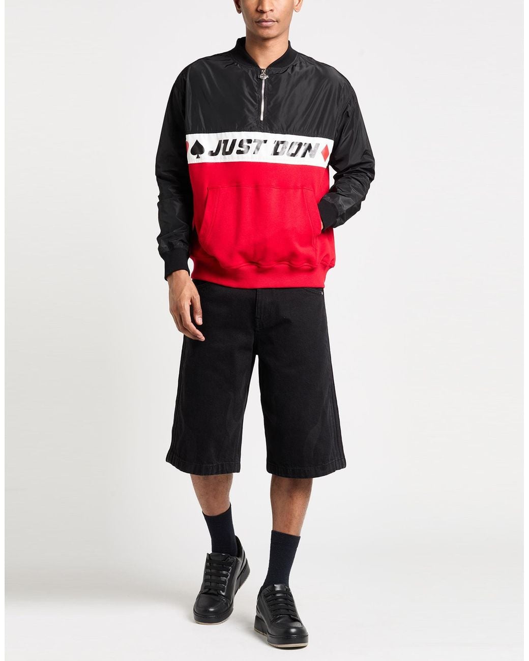Just Don Black Sweatshirt Polyester, Cotton for men