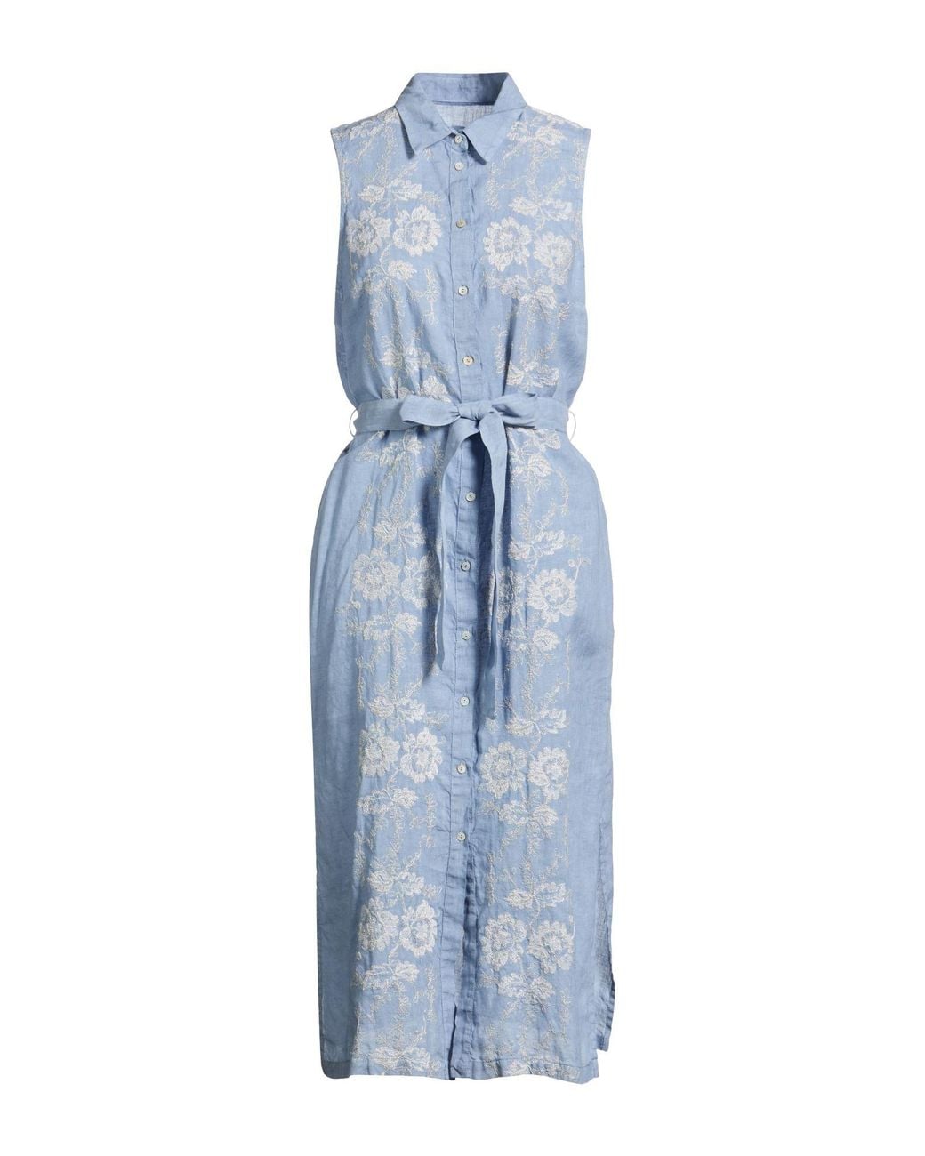 120% Lino Blue Midi Dresses