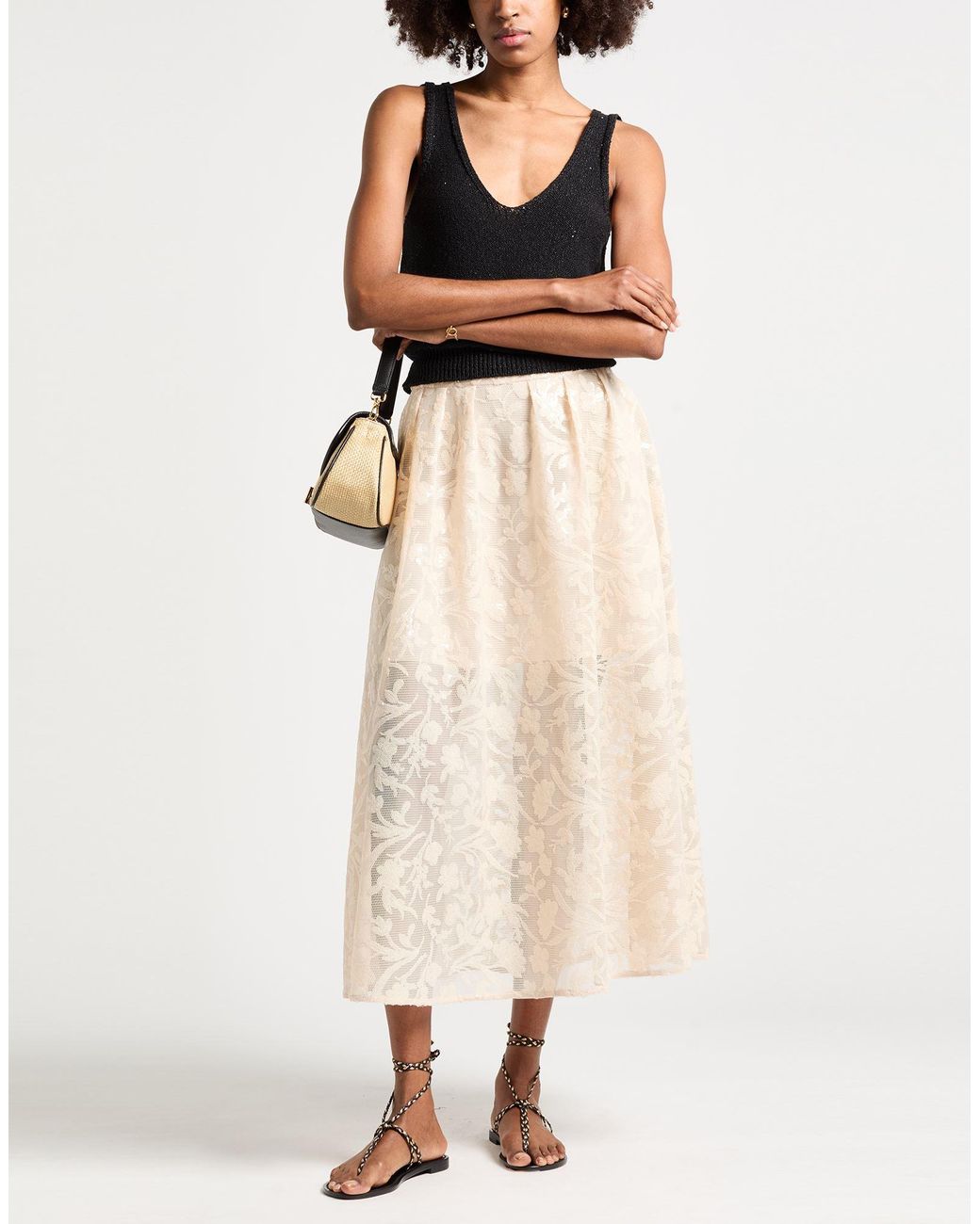 Maje Natural Midi Skirt