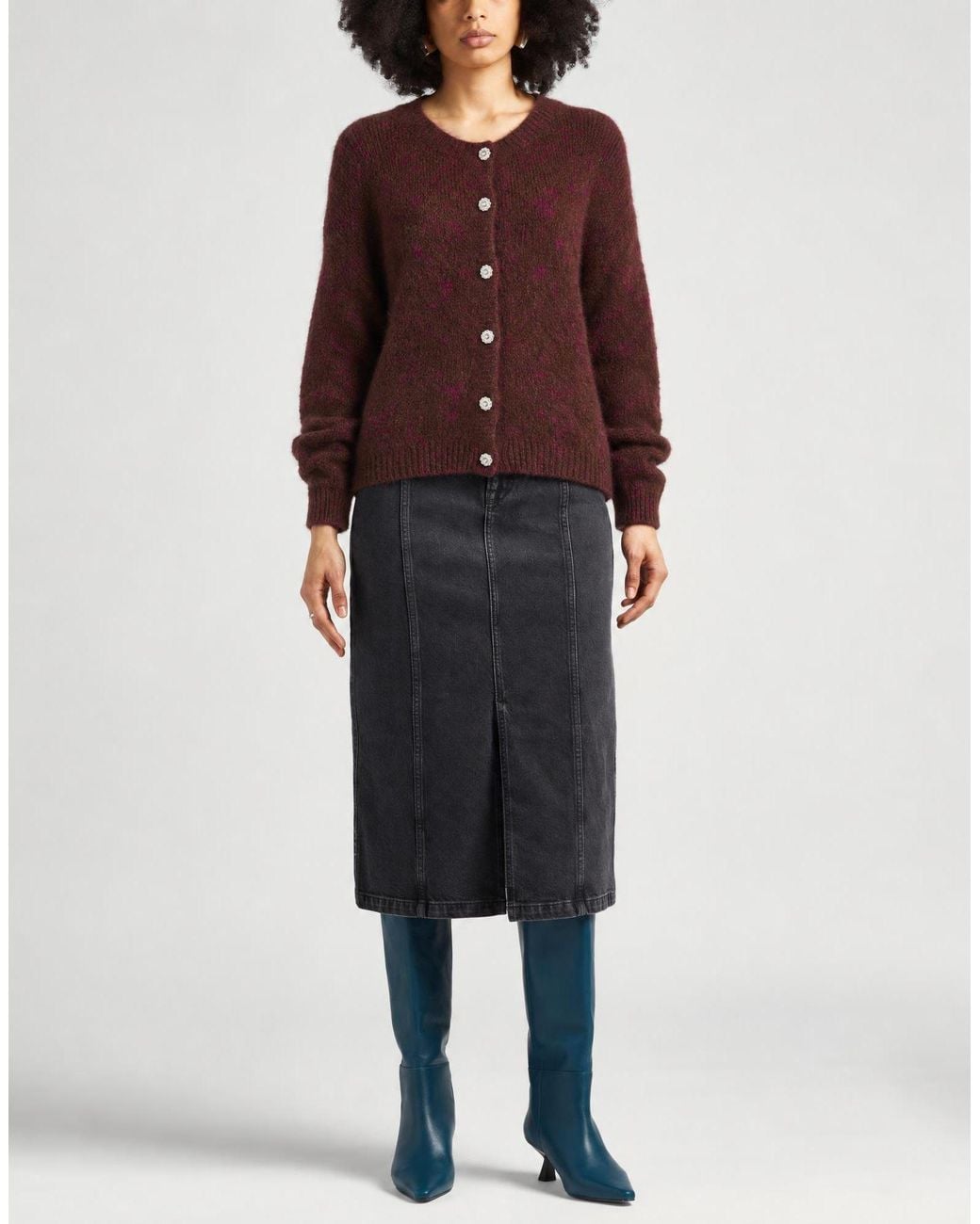 Motel Brown Cardigan Acrylic, Polyamide, Mohair Wool, Wool, Elastane