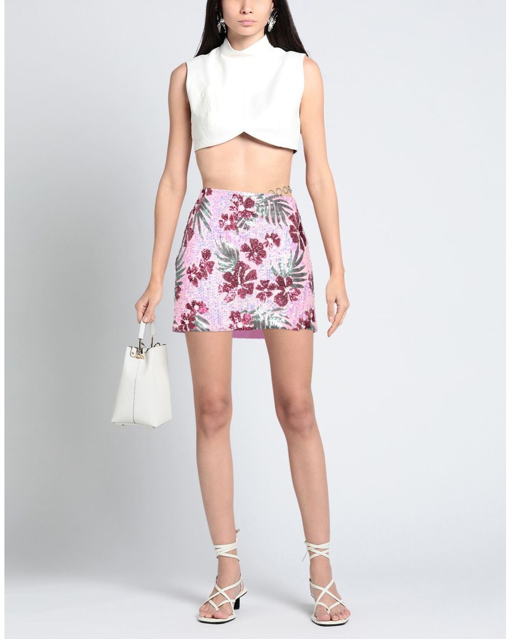 Maje Pink Embellished Floral-print Tulle Mini Skirt