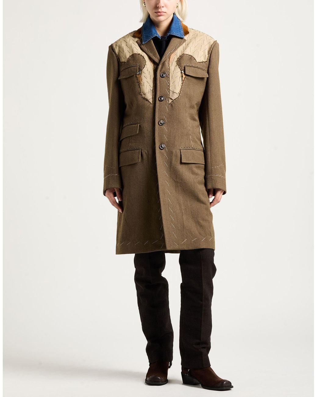 Maison Margiela Brown Coat Wool, Cotton, Modal
