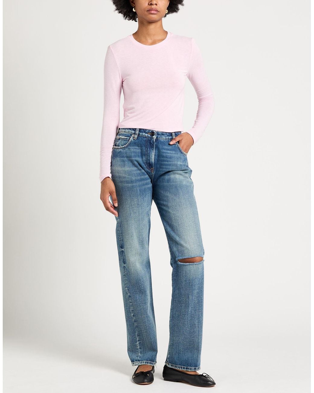 Pinko Pink T-Shirt Viscose, Polyamide, Cashmere, Elastane