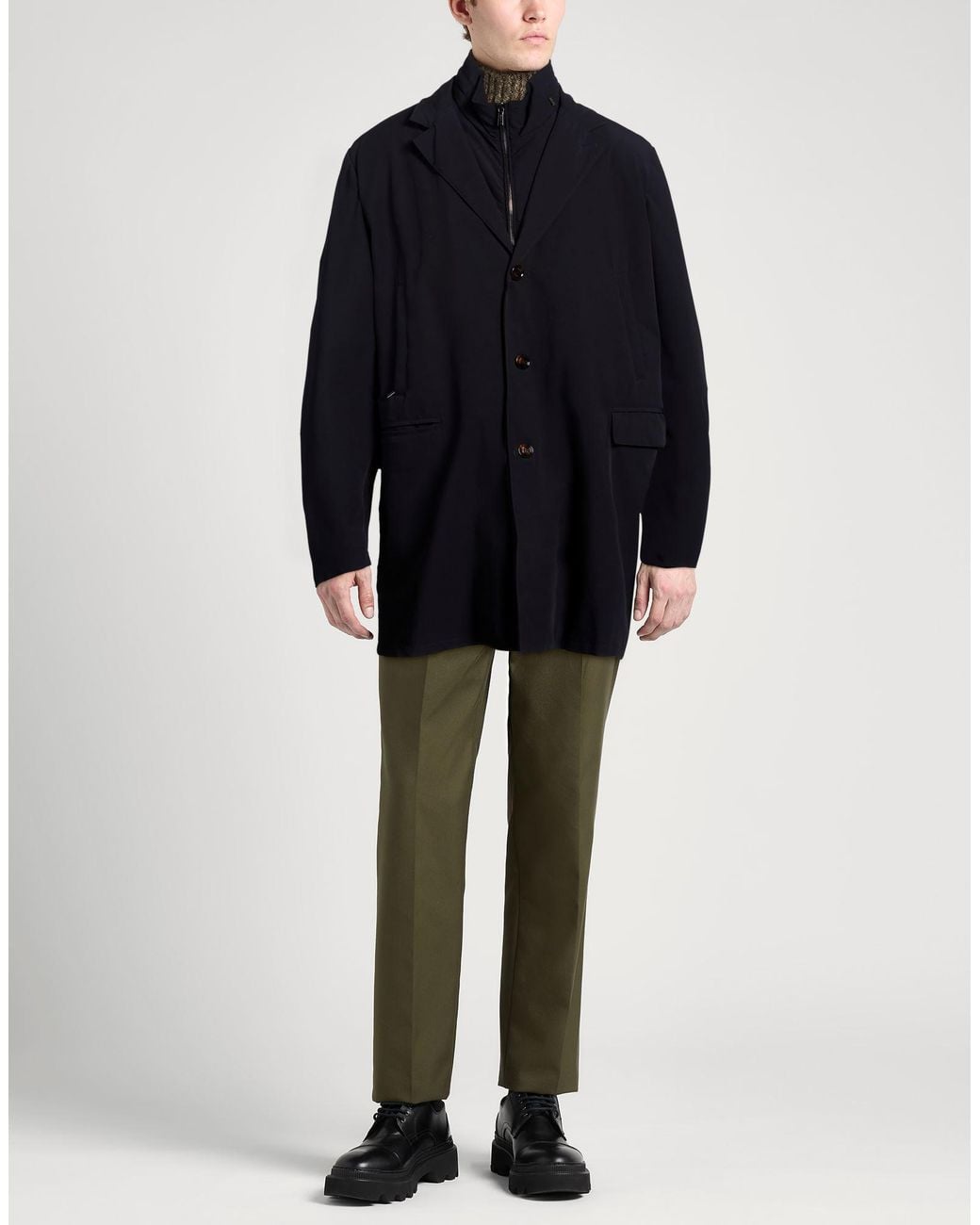 Moorer Blue Midnight Overcoat & Trench Coat Polyamide, Polyurethane for men