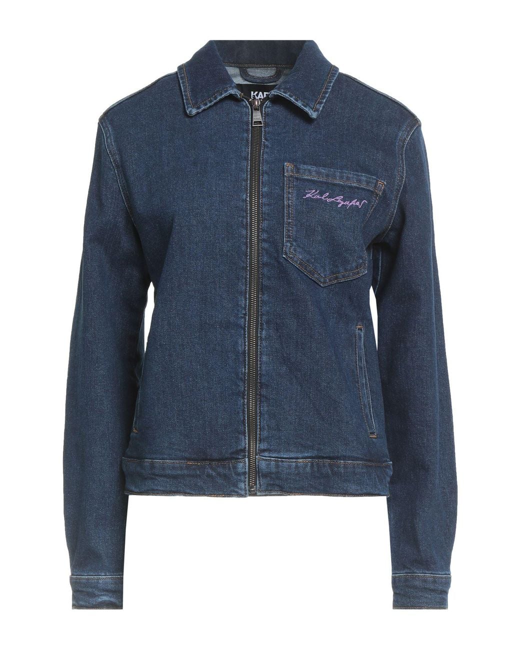 Karl Lagerfeld Blue Denim Outerwear Cotton, Recycled Cotton, Elastane