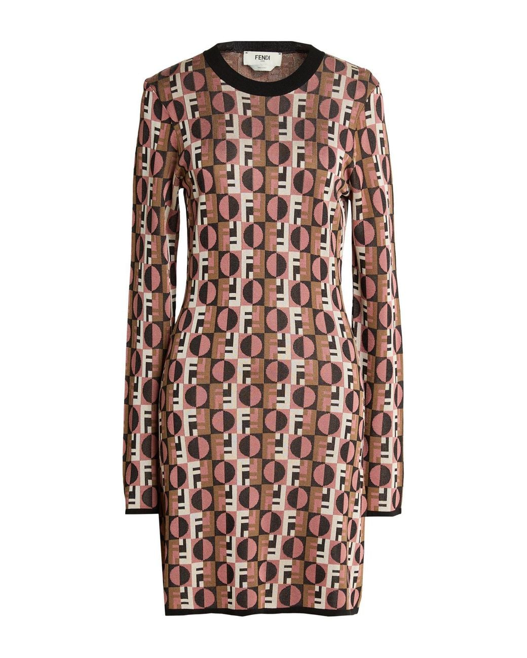 Fendi Pink Antique Rose Mini Dress Viscose, Polyamide, Elastane
