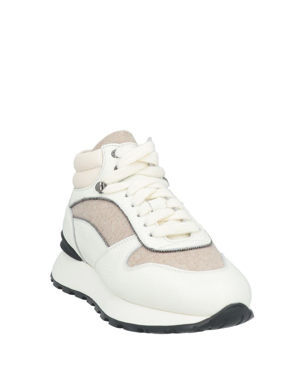 Doucal's White Sneakers Leather, Textile Fibers
