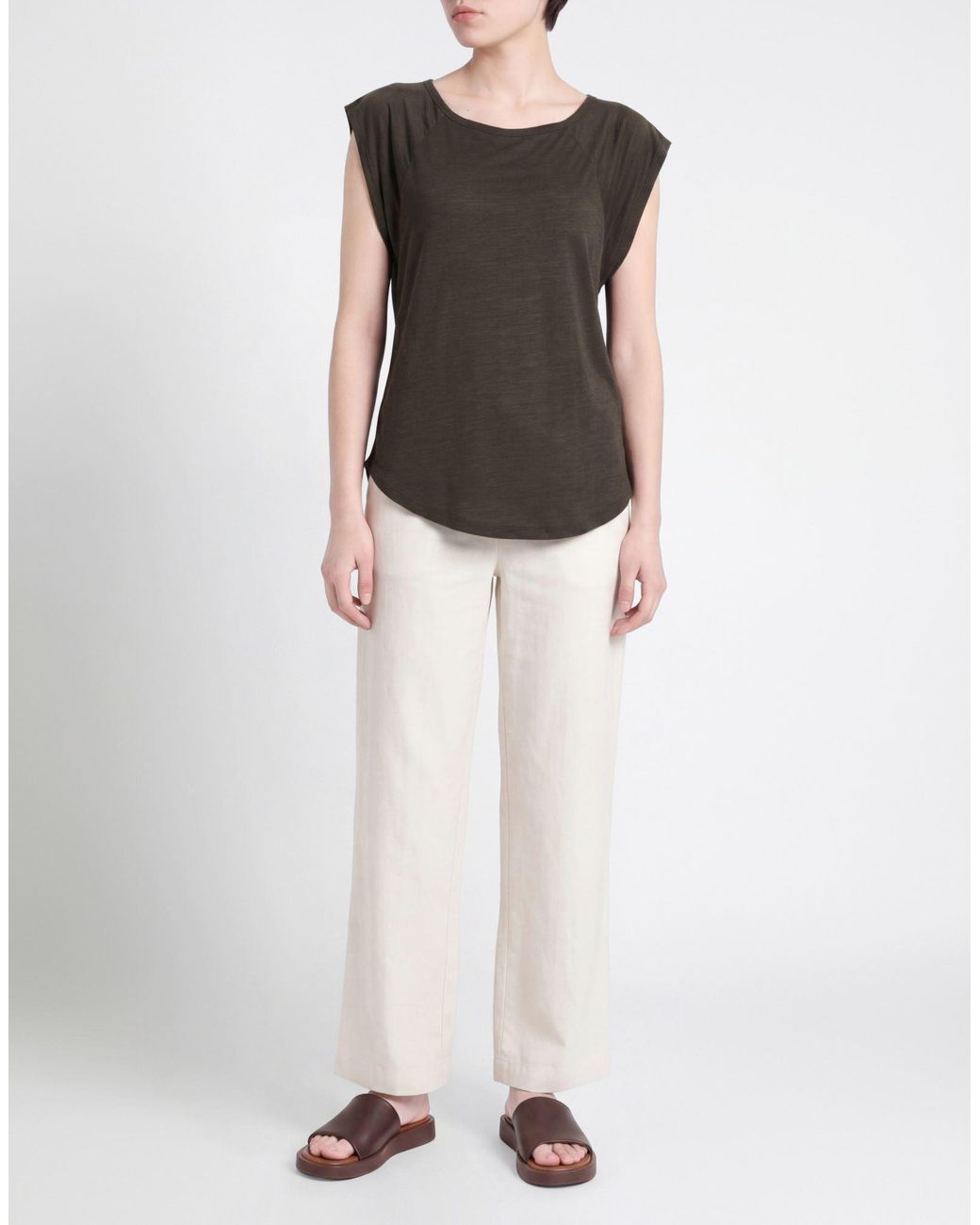 Majestic Filatures Gray Dark T-Shirt Virgin Wool, Lyocell