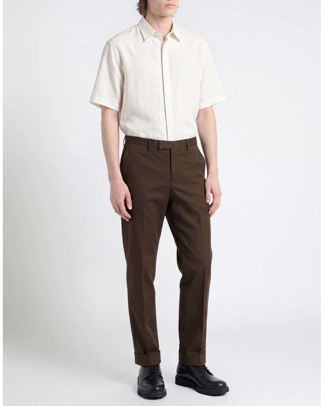 PT Torino Brown Military Pants Cotton, Elastane for men