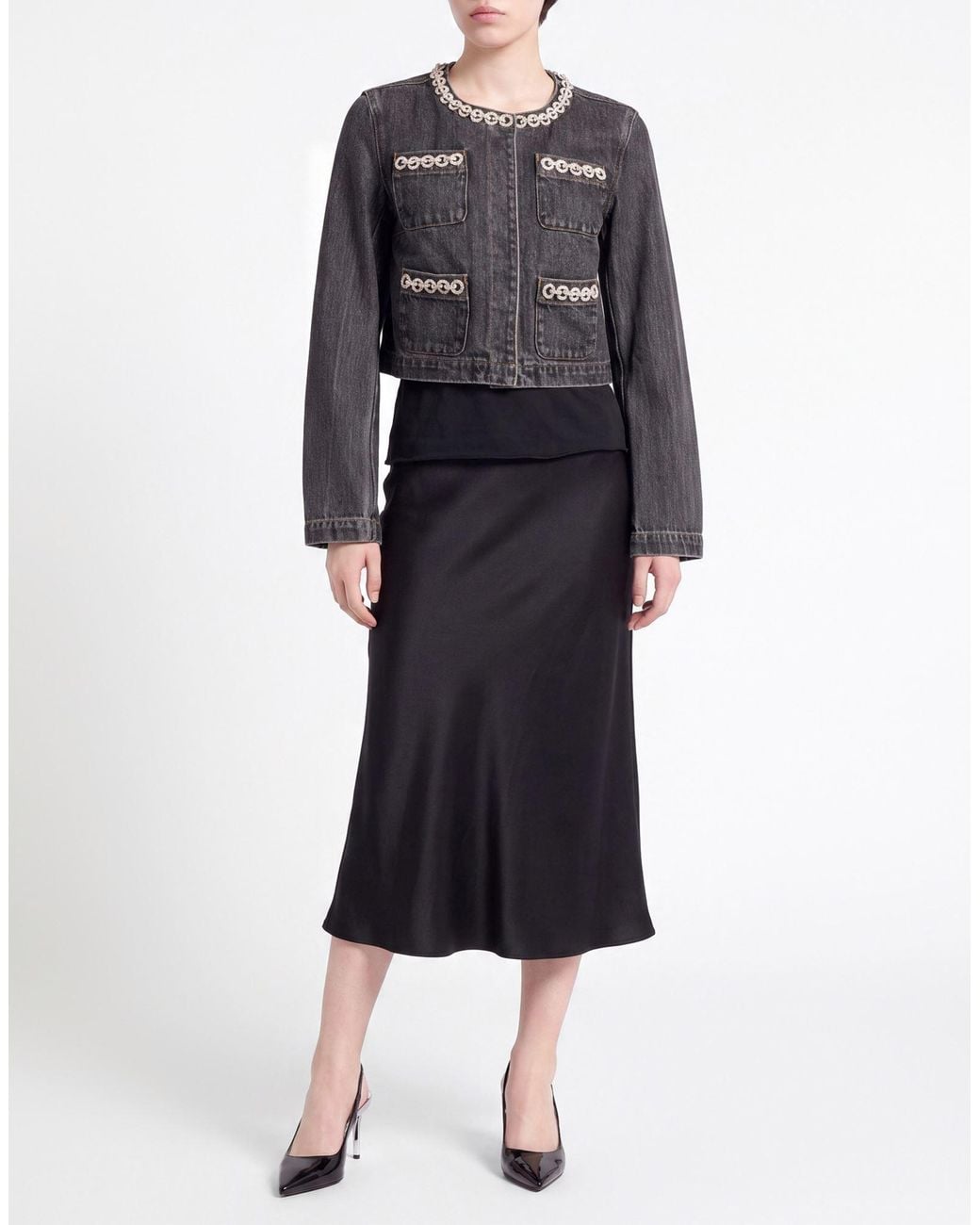 Self-Portrait Gray Denim Outerwear