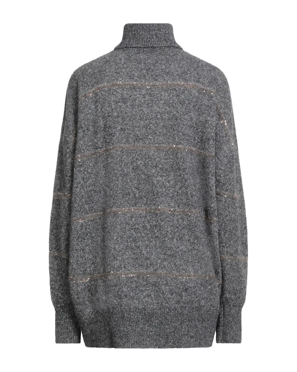 Brunello Cucinelli Gray Turtleneck Alpaca Wool, Cotton, Polyamide, Wool