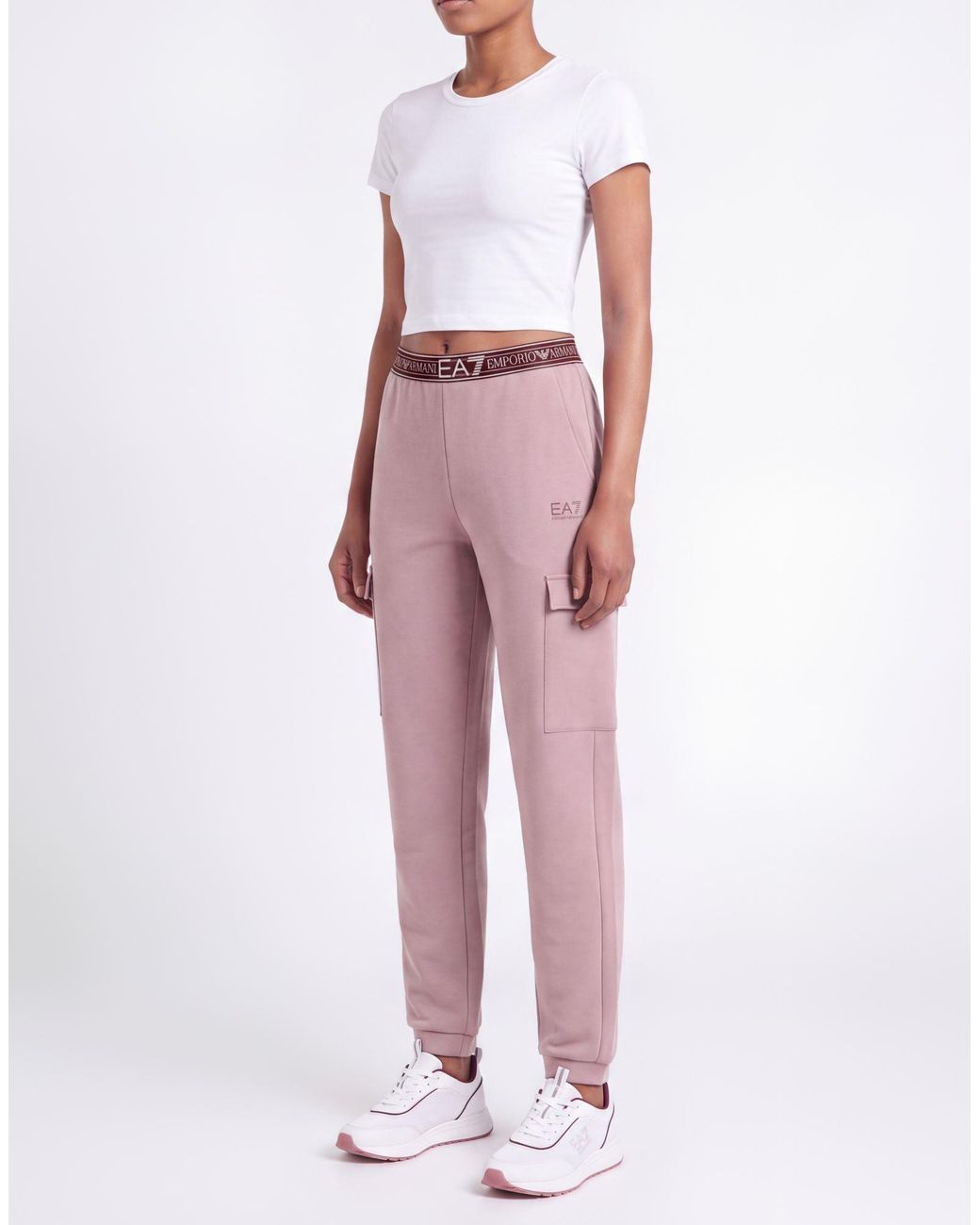 EA7 Pink Pants Cotton, Polyester