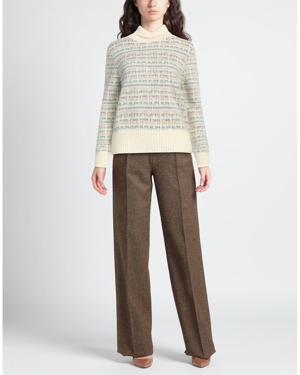 Alysi White Ivory Turtleneck Acrylic, Mohair Wool, Polyamide, Wool