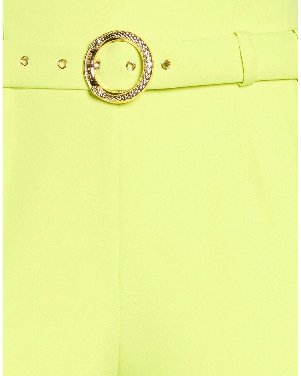 Just Cavalli Yellow Lime Pants Polyester, Elastane
