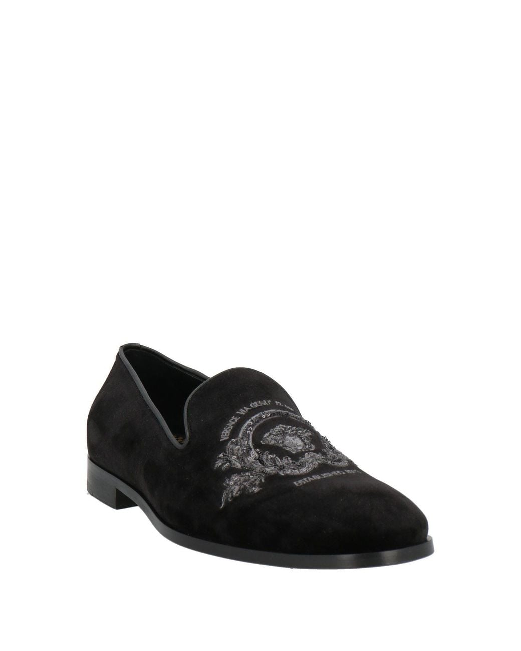 Versace Black Loafers Textile Fibers for men