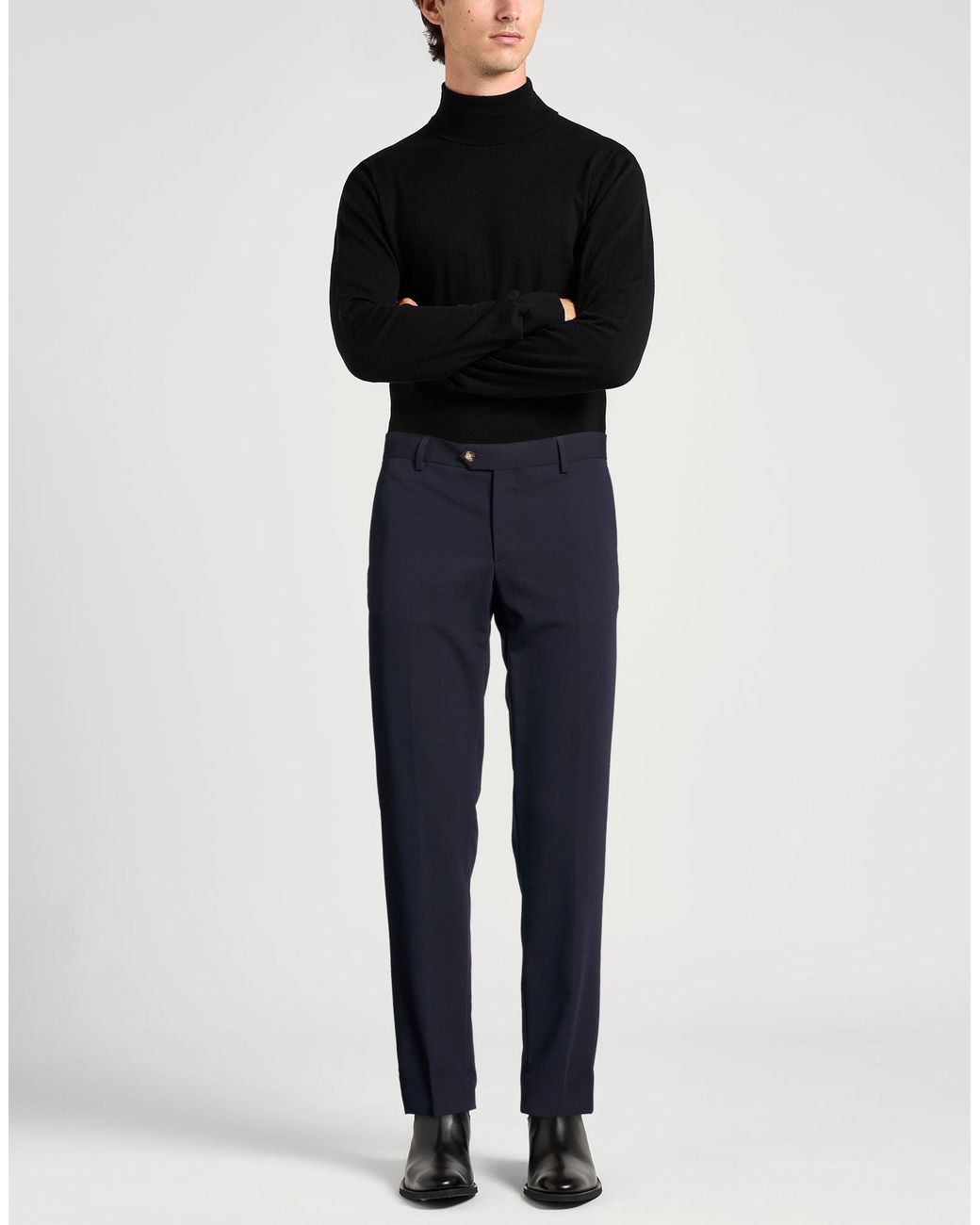 TELA-N° Blue Pants Polyester, Viscose, Wool, Elastane for men