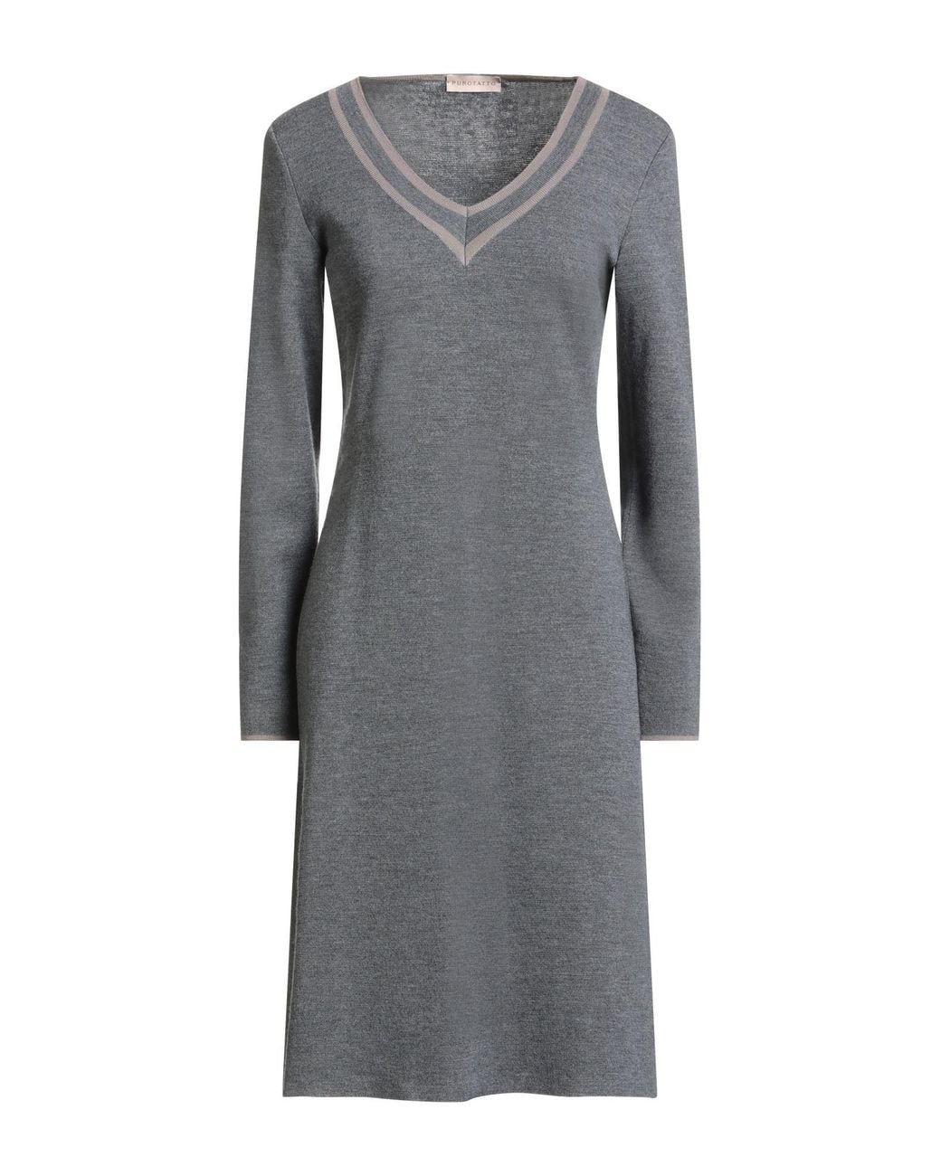Purotatto Gray Charcoal Midi Dress Merino Wool